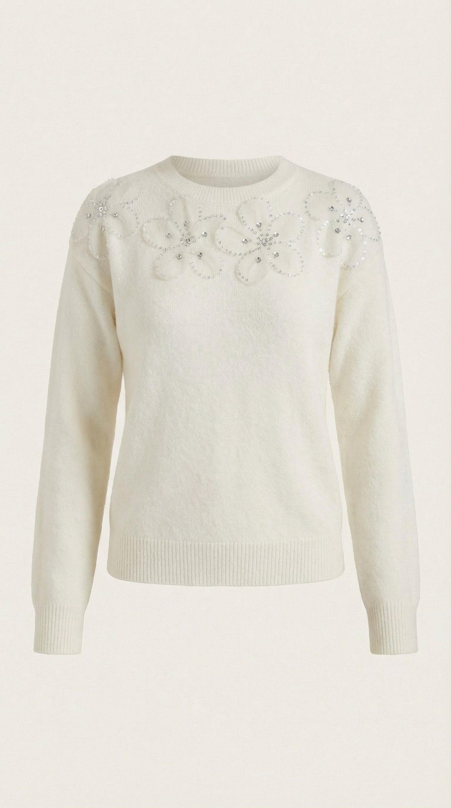 Ali Sweater with Floral Detail and Round Neckline