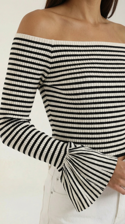Greta Striped Ruffle Sleeve Top