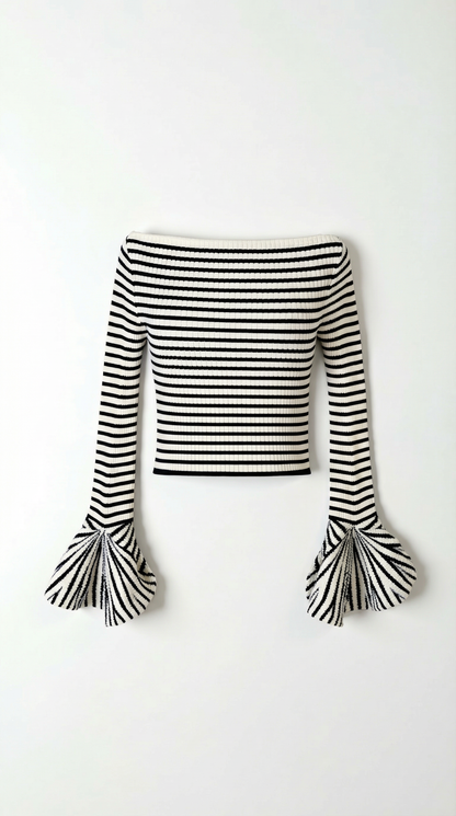 Greta Striped Ruffle Sleeve Top