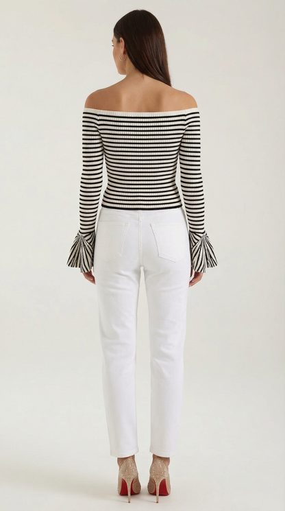 Greta Striped Ruffle Sleeve Top