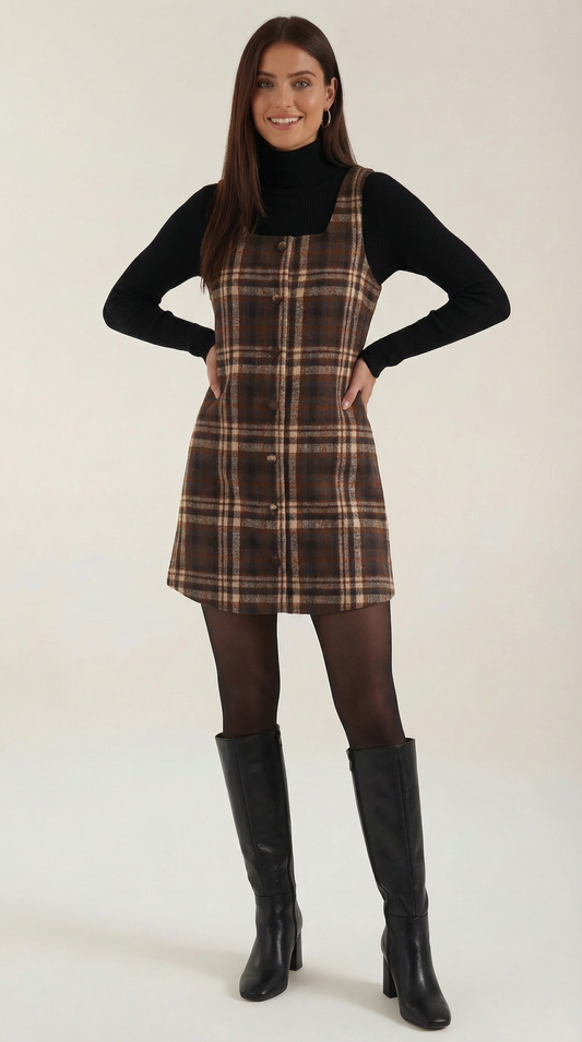 Jane Plaid A-Line Mini Dress