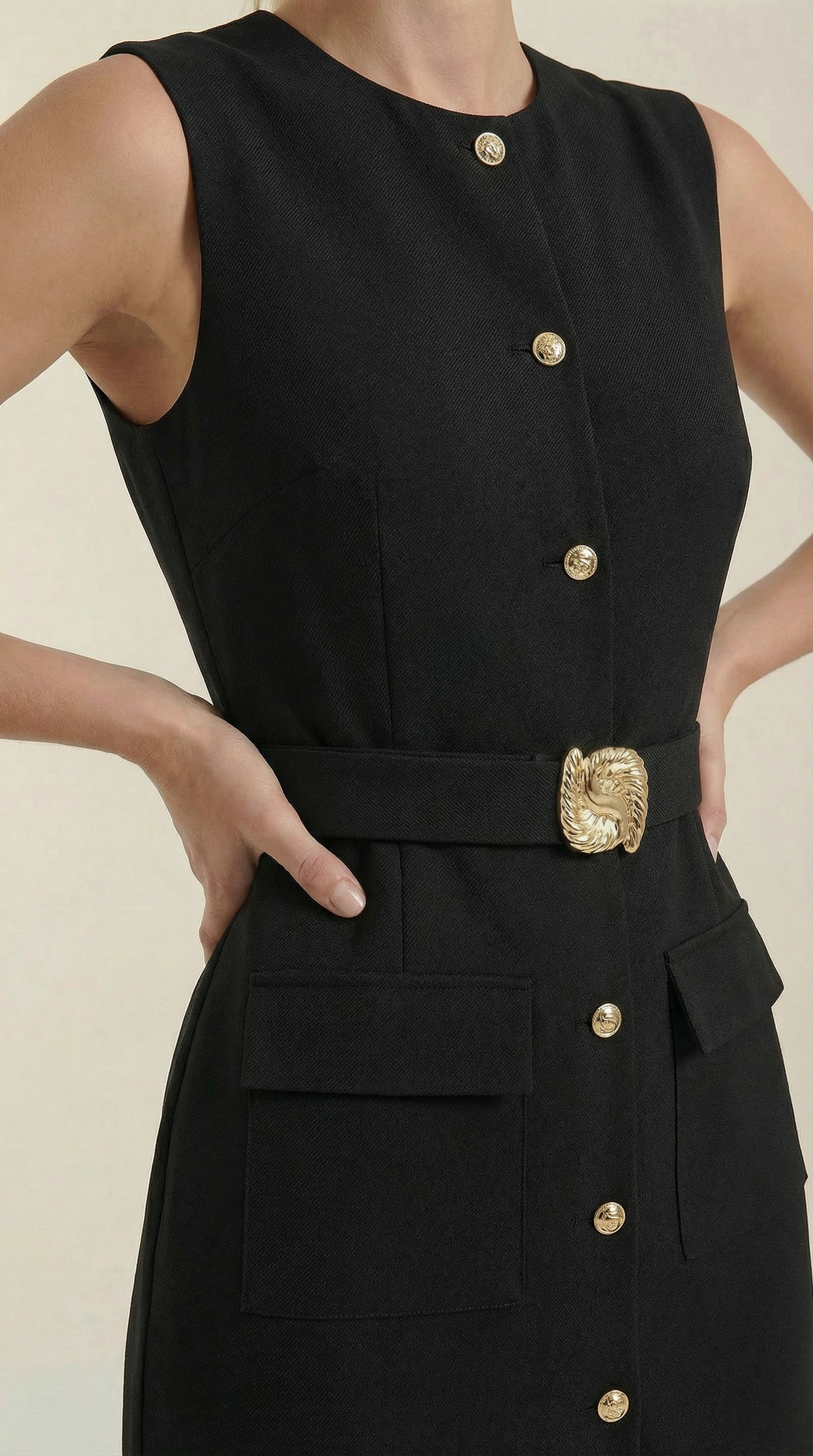 Arline Button- Front Midi Dress