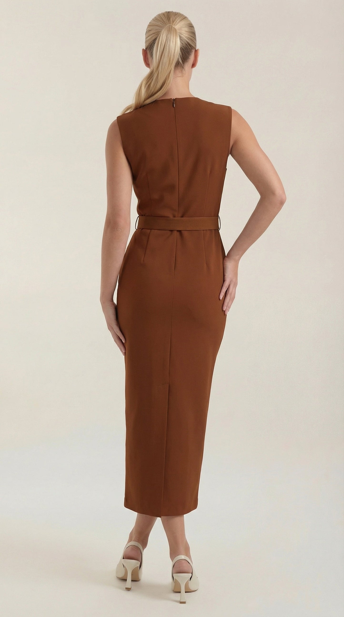 Arline Button- Front Midi Dress