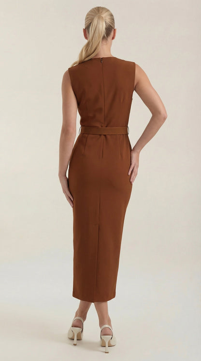 Arline Button- Front Midi Dress