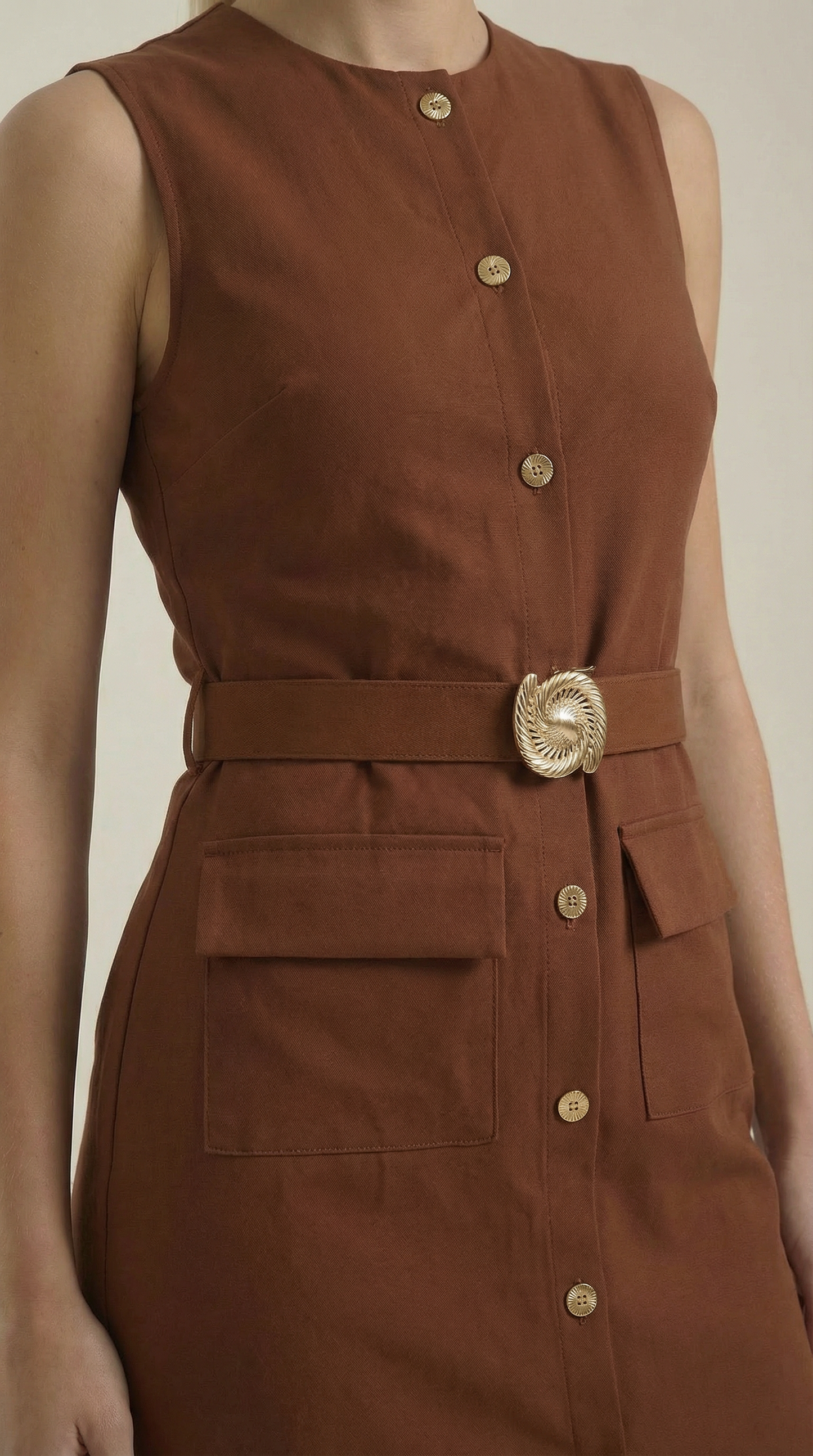Arline Button- Front Midi Dress