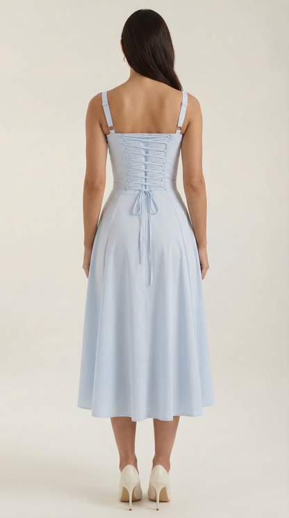 Hilla Lace up Midi Dress