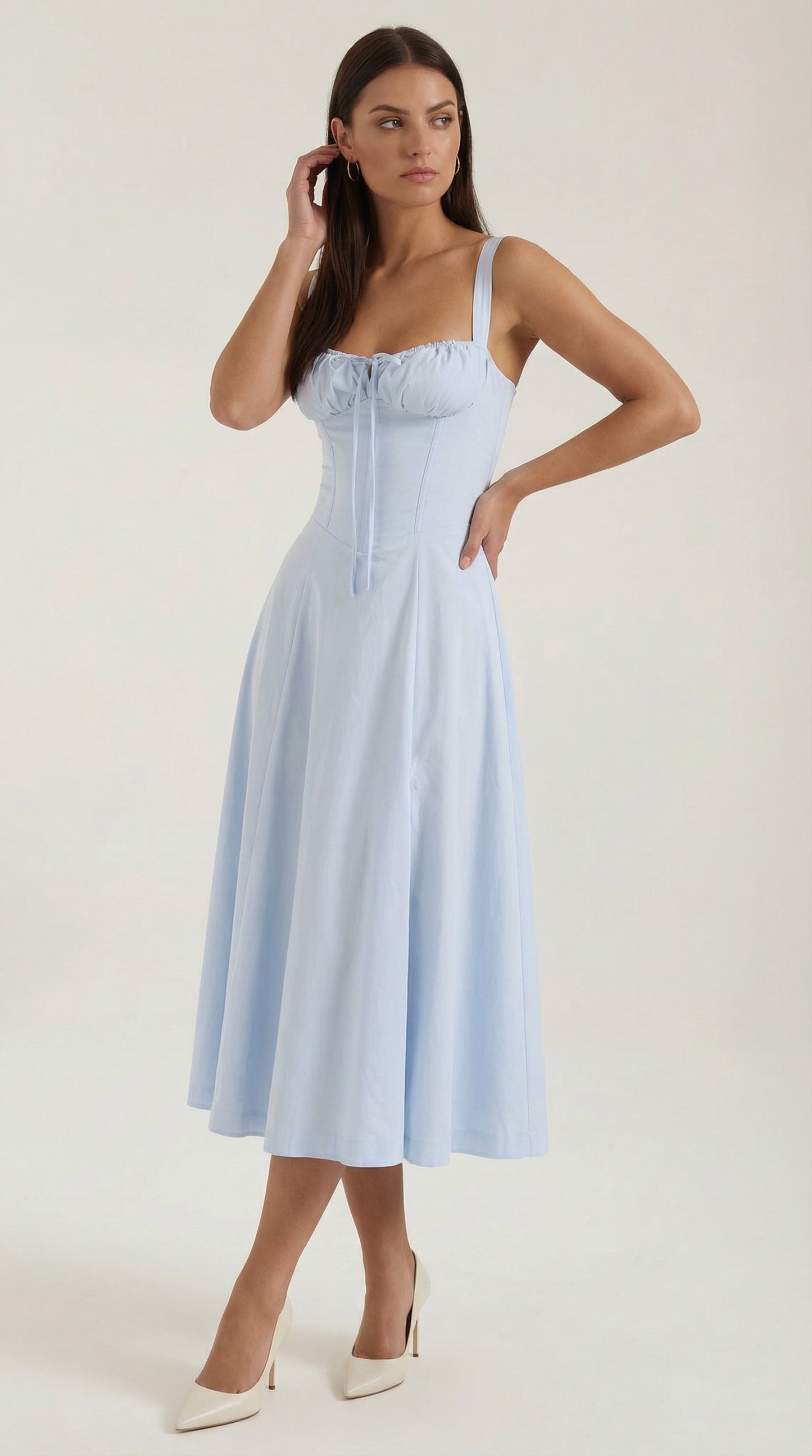 Hilla Lace up Midi Dress