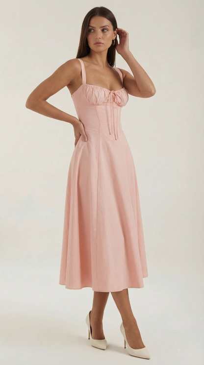 Hilla Lace up Midi Dress