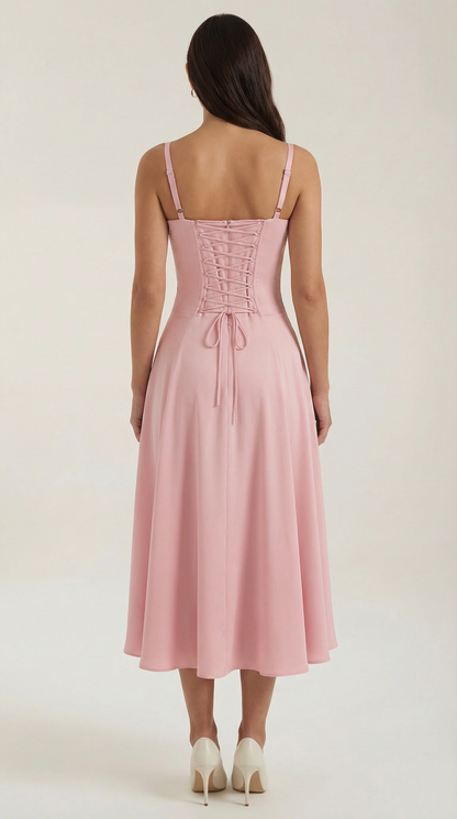 Hilla Lace up Midi Dress
