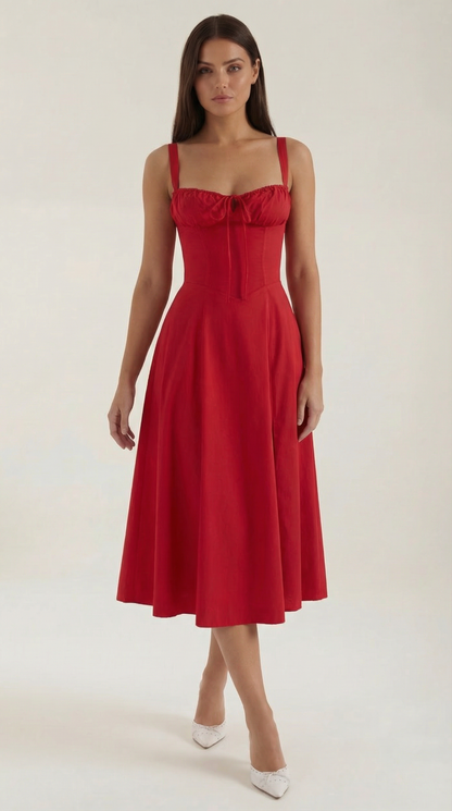 Hilla Lace up Midi Dress